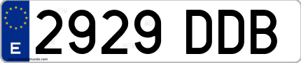 Ejemplo de matrícula de coche ordinaria 2929 DDB