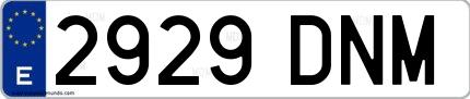 Ejemplo de matrícula española 2929 DNM