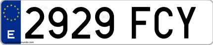 Ejemplo de matrícula de coche ordinaria 2929 FCY
