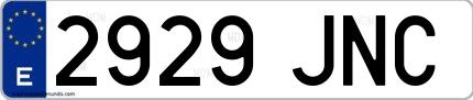 Ejemplo de matrícula española 2929 JNC