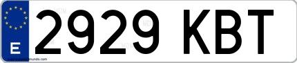 Ejemplo de matrícula española 2929 KBT