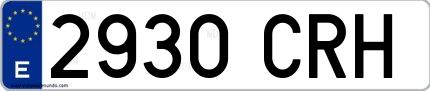 Ejemplo de matrícula de coche ordinaria 2930 CRH