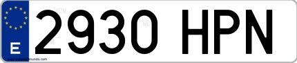 Ejemplo de matrícula española 2930 HPN