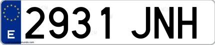 Ejemplo de matrícula española 2931 JNH