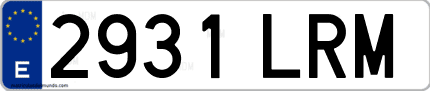 Ejemplo de matrícula de coche ordinaria 2931 LRM