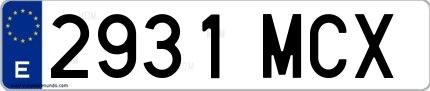 Ejemplo de matrícula española 2931 MCX