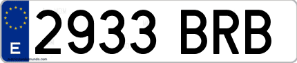 Ejemplo de matrícula de coche ordinaria 2933 BRB