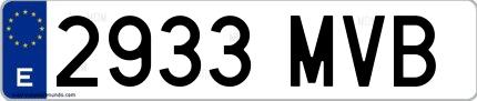 Ejemplo de matrícula española 2933 MVB