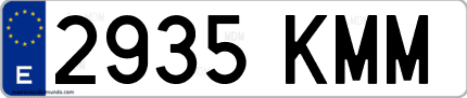 Ejemplo de matrícula de coche ordinaria 2935 KMM