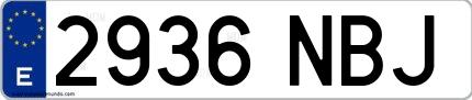 Ejemplo de matrícula de coche ordinaria 2936 NBJ
