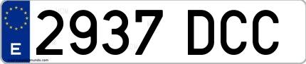 Ejemplo de matrícula española 2937 DCC