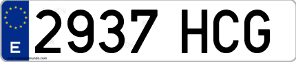Ejemplo de matrícula de coche ordinaria 2937 HCG