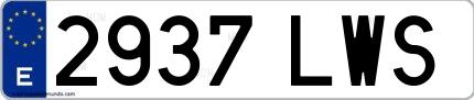 Ejemplo de matrícula española 2937 LWS