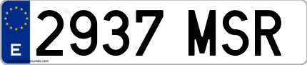 Ejemplo de matrícula de coche ordinaria 2937 MSR