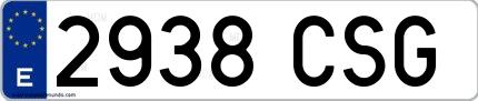 Ejemplo de matrícula española 2938 CSG