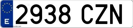 Ejemplo de matrícula española 2938 CZN
