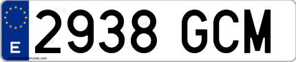 Ejemplo de matrícula de coche ordinaria 2938 GCM