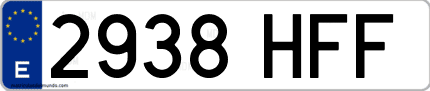 Ejemplo de matrícula de coche ordinaria 2938 HFF