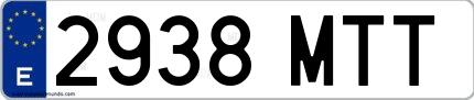 Ejemplo de matrícula española 2938 MTT