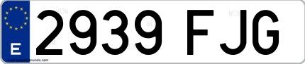 Ejemplo de matrícula española 2939 FJG
