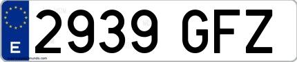 Ejemplo de matrícula española 2939 GFZ