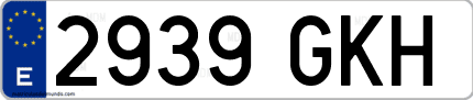 Ejemplo de matrícula de coche ordinaria 2939 GKH