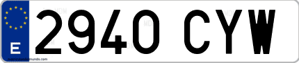 Ejemplo de matrícula de coche ordinaria 2940 CYW