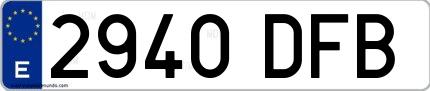 Ejemplo de matrícula española 2940 DFB