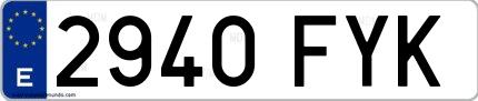 Ejemplo de matrícula española 2940 FYK