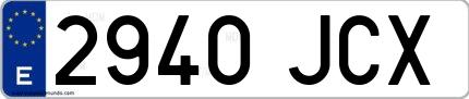 Ejemplo de matrícula española 2940 JCX