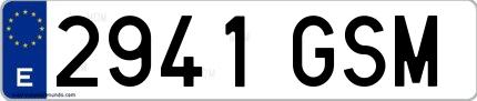 Ejemplo de matrícula española 2941 GSM