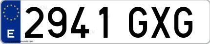 Ejemplo de matrícula española 2941 GXG