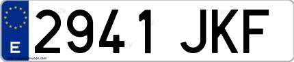 Ejemplo de matrícula de coche ordinaria 2941 JKF