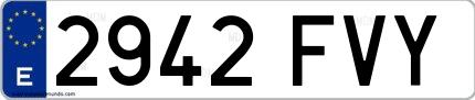 Ejemplo de matrícula española 2942 FVY