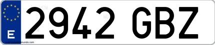 Ejemplo de matrícula española 2942 GBZ
