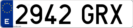 Ejemplo de matrícula de coche ordinaria 2942 GRX
