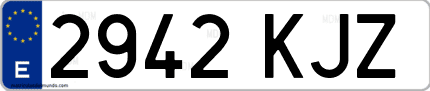 Ejemplo de matrícula de coche ordinaria 2942 KJZ