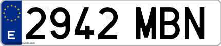 Ejemplo de matrícula de coche ordinaria 2942 MBN