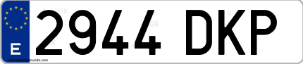 Ejemplo de matrícula de coche ordinaria 2944 DKP