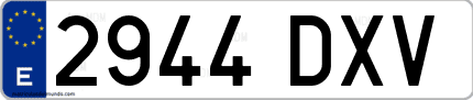 Ejemplo de matrícula de coche ordinaria 2944 DXV