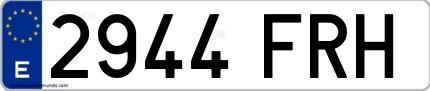 Ejemplo de matrícula española 2944 FRH