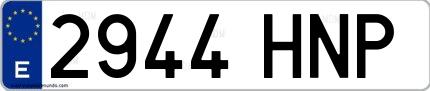 Ejemplo de matrícula española 2944 HNP