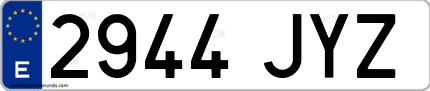 Ejemplo de matrícula de coche ordinaria 2944 JYZ