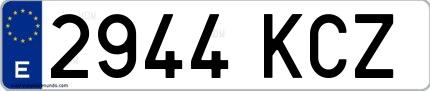 Ejemplo de matrícula española 2944 KCZ