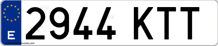 Ejemplo de matrícula de coche ordinaria 2944 KTT