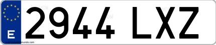 Ejemplo de matrícula española 2944 LXZ