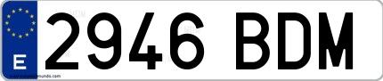 Ejemplo de matrícula española 2946 BDM