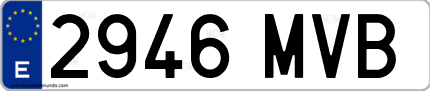 Ejemplo de matrícula de coche ordinaria 2946 MVB
