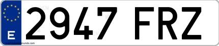 Ejemplo de matrícula española 2947 FRZ
