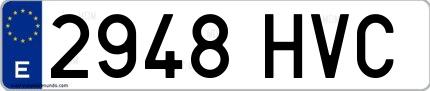 Ejemplo de matrícula española 2948 HVC